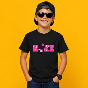Tricou Hello Kitty Roz Typography Urban Cute Girl Fashion, din bumbac 100%, tricou negru, Copii | Dama | Barbat - Img 3