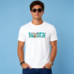 Tricou Highland Cow Teal Texture Rustic Urban Mashup Art, din bumbac 100% Copii | Dama | Barbat - Img 2