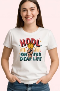 Tricou hodl on for dear life, tine crypto cu toata viata ta, Copii | Dama | Barbat