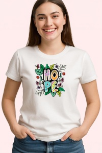 Tricou Hope Design Floral Verde Natura, din bumbac 100% , tricou alb pentru Copii | Dama | Barbat