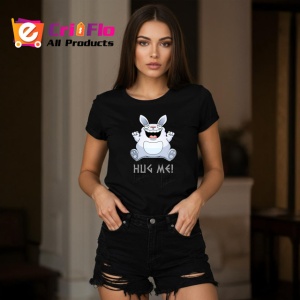 Tricou Hug Me Iepure Amuzant Zambitor, din bumbac 100%, tricou negru Copii | Dama | Barbat - Img 7