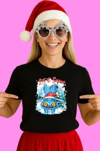 Tricou Huntrix K Pop Hunters Demon Derpy Pisica Iarna Zapada, din bumbac 100%, tricou negru, Copii | Dama | Barbat - Img 3