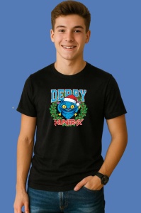 Tricou Huntrix K Pop Hunters Demon Derry Pisica Personaj Craciun, din bumbac 100%, tricou negru, Copii | Dama | Barbat - Img 3