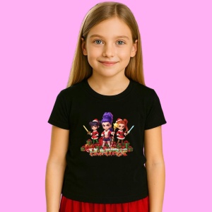 Tricou Huntrix K Pop Hunters Demon Grup Luptatoare Mini, din bumbac 100%, tricou negru, Copii | Dama | Barbat - Img 2