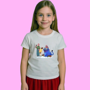 Tricou Huntrix K Pop Hunters Demon Personaj Copil Cu Pisica Albastra, din bumbac 100%, tricou alb, Copii | Dama | Barbat