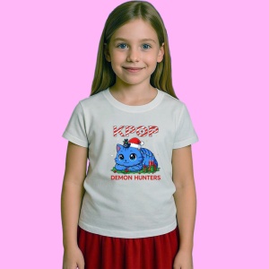 Tricou Huntrix K Pop Hunters Demon Pisica Albastra Craciun Ornament Caciula, din bumbac 100%, tricou alb, Copii | Dama | Barbat - Img 2