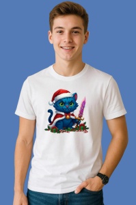 Tricou Huntrix K Pop Hunters Demon Pisica Albastra Sabia Cristal, din bumbac 100%, tricou alb, Copii | Dama | Barbat