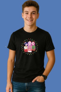 Tricou Huntrix K Pop Hunters Demon Semicerc Fete Cadouri Luminite, din bumbac 100%, tricou negru, Copii | Dama | Barbat - Img 3