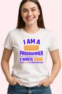 Tricou i am a programmer i write code mesaj ironic calculator, Copii | Dama | Barbat - Img 3