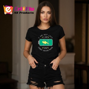 Tricou I Am Not Lazy Power Saving Mode Baterie Verde, din bumbac 100%, tricou negru Copii | Dama | Barbat - Img 7