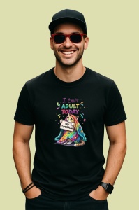 Tricou I Cant Adult Today Try Tomorrow, Copii | Dama | Barbat, culoare negru - Img 2