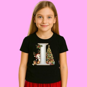 Tricou I Litere Craciun Cu Ren, Brad, Luminite Si Cadouri, din bumbac 100% Copii | Dama | Barbat
