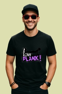 Tricou I Love Plank Alb Negru, Copii | Dama | Barbat, culoare negru
