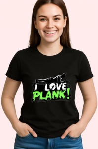Tricou I Love Plank Exercitiu Fitness, Copii | Dama | Barbat, culoare negru - Img 4