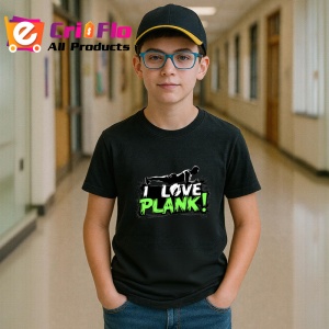 Tricou I Love Plank Exercitiu Fitness, Copii | Dama | Barbat, culoare negru - Img 9