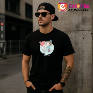 Tricou I Love You Cuplu Indragostit Ilustratie Colorata, din bumbac 100%, tricou negru Copii | Dama | Barbat - Img 6