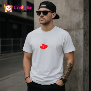 Tricou I Love You Heart, din bumbac 100%, tricou alb, Dama | Barbat