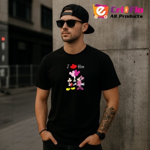 Tricou I Love You Mickey Si Minnie Mouse Impreuna, din bumbac 100%, tricou negru Copii | Dama | Barbat - Img 6