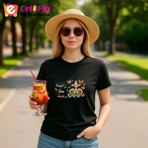 Tricou I may not be perfect but thankful design cu fluturi si floarea soarelui Copii | Dama | Barbat Barbat - Img 22