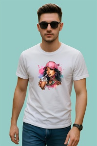 Tricou iced coffee girl brown hair, fata cafea rece cu par saten, Copii | Dama | Barbat - Img 2