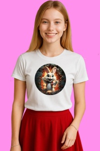 Tricou Iepuras Fericit, din bumbac 100% Copii | Dama | Barbat - Img 3