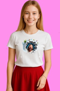 Tricou Iisus Cu Fundal Albastru Inchis Si Stele Craciun, din bumbac 100% Copii | Dama | Barbat