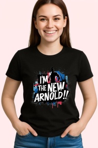 Tricou Im The New Arnold Silueta Rosu Albastru, Copii | Dama | Barbat, culoare negru - Img 3