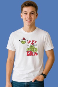 Tricou In My Grinch Era Santa Grinchmas Digital Cricut, din bumbac 100%, tricou alb, Copii | Dama | Barbat - Img 3