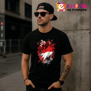 Tricou Indonesia Steag Splash Art, Copii | Dama | Barbat, culoare negru - Img 6