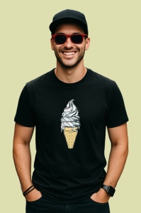 Tricou Inghetata Con Poligon Galben, Copii | Dama | Barbat, culoare negru - Img 2
