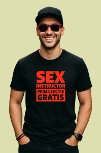 Tricou Instructor prima lectie gratis, Copii | Dama | Barbat , tricou negru