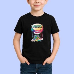 Tricou Introvert Do Not Engage Shoes, Copii | Dama | Barbat, culoare negru - Img 3