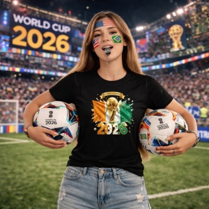 Tricou Ivory Coast World Cup 2026 Fifa, din bumbac 100%, tricou negru, Copii | Dama | Barbat - Img 9