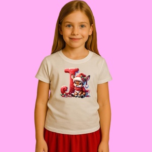 Tricou J Litera Craciun Cu Ren Si Fulgi, din bumbac 100% Copii | Dama | Barbat