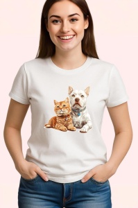 Tricou Jack Russell Terrier si pisica tabby echipa vesela Copii | Dama | Barbat Barbat - Img 3