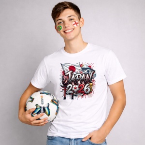 Tricou Japan World Cup 2026 Fifa, din bumbac 100%, tricou alb, Copii | Dama | Barbat - Img 3