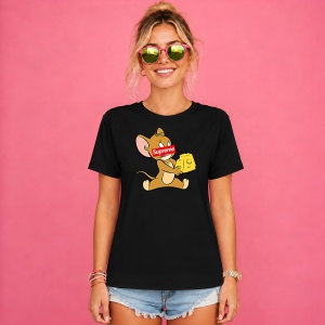 Tricou Jerry Soricelul Cutie Branza Design Urban Red Box Logo, din bumbac 100%, tricou negru, Copii | Dama | Barbat - Img 2