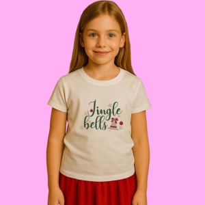 Tricou Jingle Bells Script, din bumbac 100%, tricou alb, Copii | Dama | Barbat - Img 1