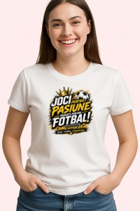 Tricou Joci Pentru Pasiune Traiesti Pentru Fotbal, din bumbac 100% , tricou alb pentru Copii | Dama | Barbat - Img 2