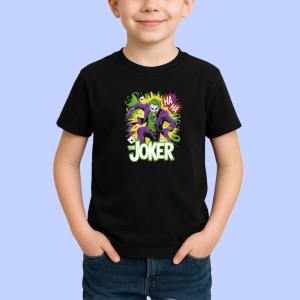 Tricou Joker nebunie colorata stil comic, Copii | Dama | Barbat , tricou negru - Img 2