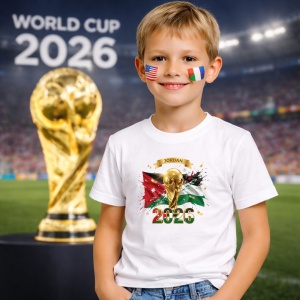 Tricou Jordan World Cup 2026 Fifa V2, din bumbac 100%, tricou alb, Copii | Dama | Barbat - Img 5