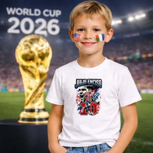 Tricou Julio Enciso Paraguay World Cup Fifa 2026, din bumbac 100%, tricou alb, Copii | Dama | Barbat - Img 5