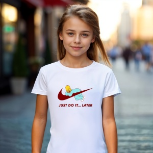 Tricou Just Do It ... Later Simson Tricou Alb - Copii | Dama | Barbat - Img 5
