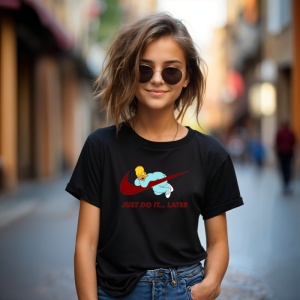 Tricou Just Do It ... Later Simson Tricou Negru - Copii | Dama | Barbat - Img 4