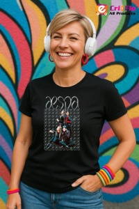 Tricou K-Pop cu AESPA, culoare negru din bumbac 100% Copii | Dama | Barbat - Img 3