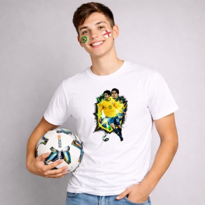 Tricou Kaka Brazil World Cup Fifa 2026, din bumbac 100%, tricou alb, Copii | Dama | Barbat - Img 3