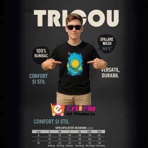 Tricou Kazakhstan Steag Splash Art, Copii | Dama | Barbat, culoare negru - Img 6