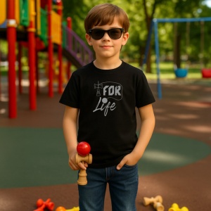 Tricou Kendama for life design motivational, din bumbac 100%, tricou negru pentru Copii | Dama | Barbat - Img 2