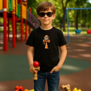 Tricou Kendama model girafa cu look exotic, din bumbac 100%, tricou negru pentru Copii | Dama | Barbat - Img 2