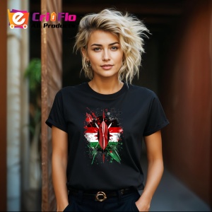 Tricou Kenya Steag Splash Art, Copii | Dama | Barbat, culoare negru - Img 12